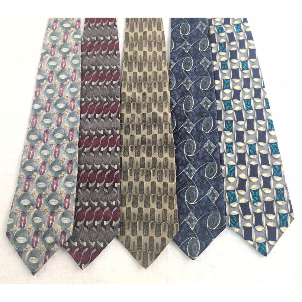 Vtg Lot (5) 100% Silk / Italian Silk Ties Reg (HenryGrethel-Zylos-nubio-Salem)